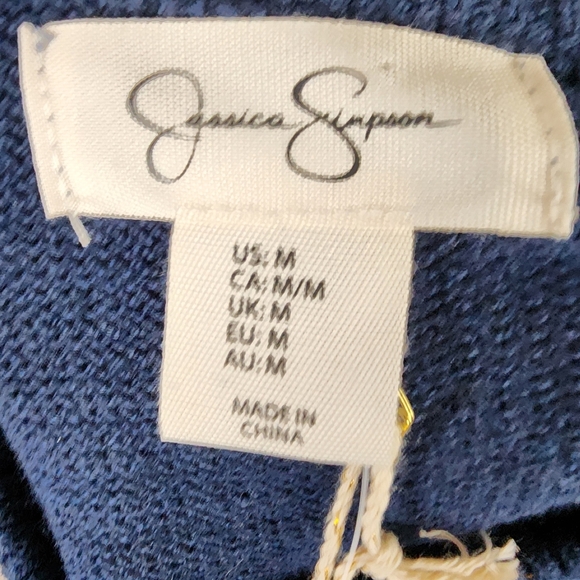 Vintage Jessica Simpson Game Day Sweater Pullover Navy Blue Size Medium - Picture 4 of 10